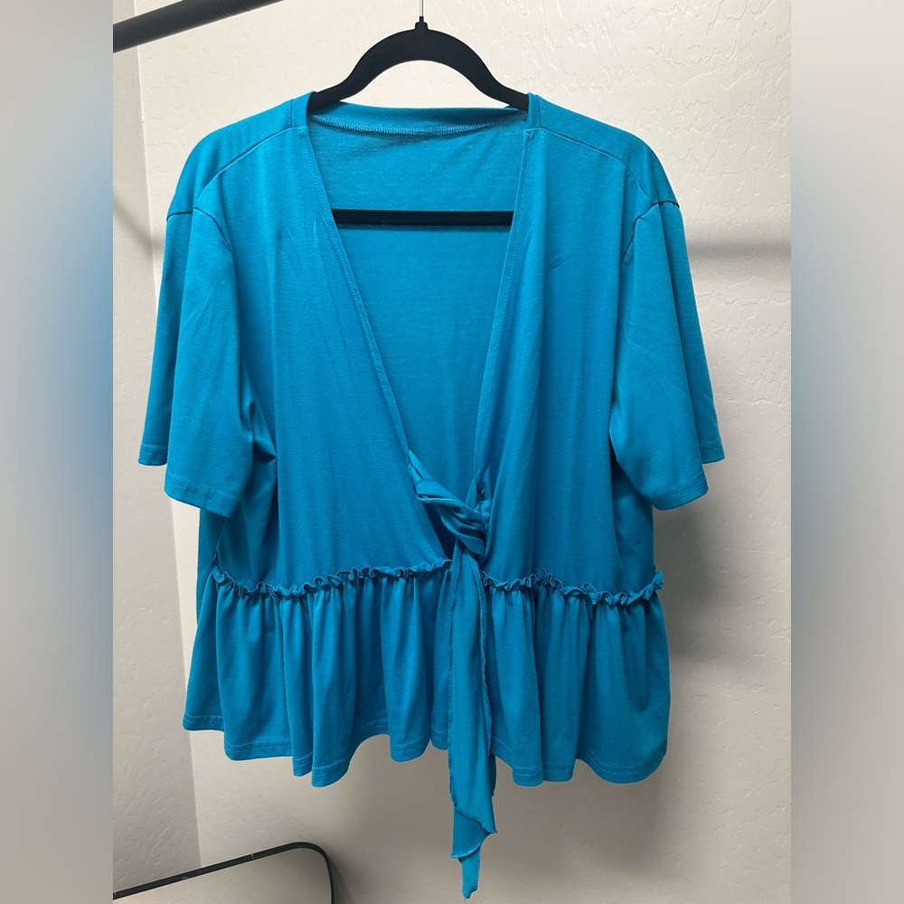 Women’s Blue Tie Front Blouse